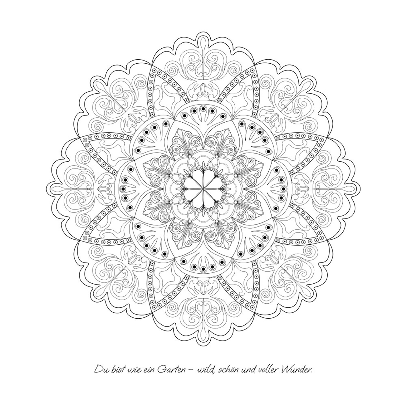JO ELBA | Buecher | Ein Garten voller Mandalas – 52 Mandalas mit liebevollen Affirmationen zum Aufblühen & Wachsen | Ausmalbuch für Erwachsene | Blick ins Buch 1
